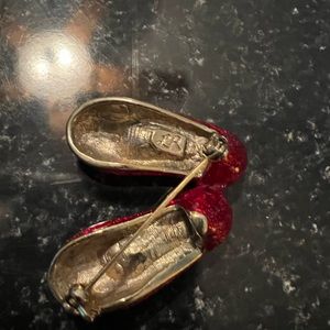 Vintage Enamel Red Shoes marked LR